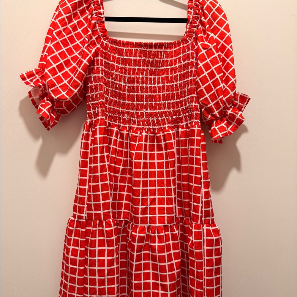 Red and White Checkered Dress
